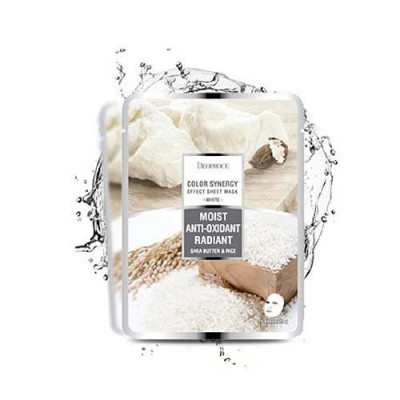 Маска тканевая на основе масла ши и рисовой воды DEOPROCE COLOR SYNERGY EFFECT SHEET MASK WHITE 20 гр